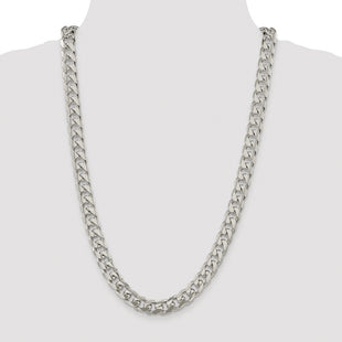 Sterling Silver Rhodium-plated Domed w/ Side D/C Curb Chain (Style QRC300R-26)