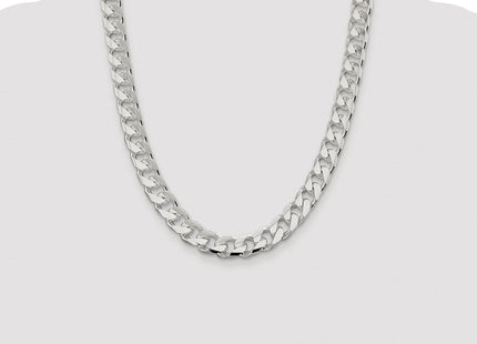 Sterling Silver Rhodium-plated Domed w/ Side D/C Curb Chain (Style QRC350R-22)
