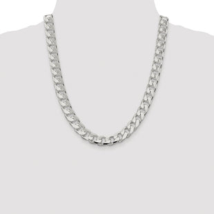 Sterling Silver Rhodium-plated Domed w/ Side D/C Curb Chain (Style QRC350R-22)