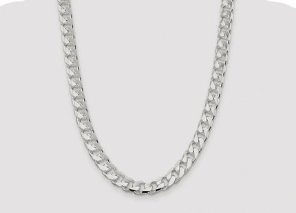 Sterling Silver Rhodium-plated Domed w/ Side D/C Curb Chain (Style QRC350R-24)