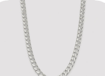 Sterling Silver Rhodium-plated Domed w/ Side D/C Curb Chain (Style QRC350R-26)