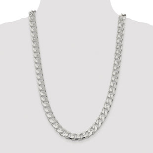 Sterling Silver Rhodium-plated Domed w/ Side D/C Curb Chain (Style QRC350R-26)