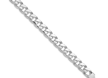 Sterling Silver Rhodium-plated Domed w/ Side D/C Curb Chain (Style QRC350R-8)