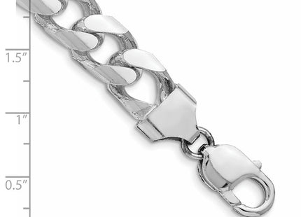 Sterling Silver Rhodium-plated Domed w/ Side D/C Curb Chain (Style QRC350R-8)