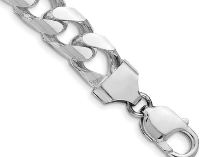Sterling Silver Rhodium-plated Domed w/ Side D/C Curb Chain (Style QRC350R-8)