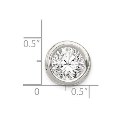 Sterling Silver Round CZ Chain Slide, 14 x 13mm