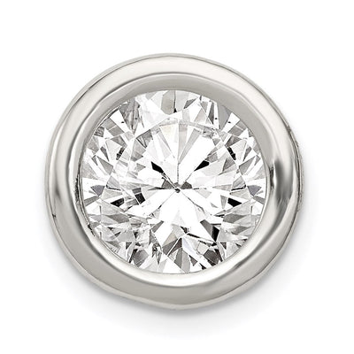 Sterling Silver Round CZ Chain Slide, 14 x 13mm