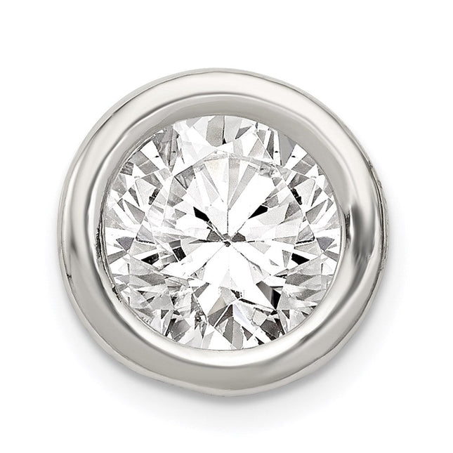 Sterling Silver Round CZ Chain Slide, 14 x 13mm