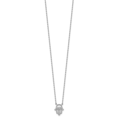 Sterling Shimmer Sterling Silver Rhodium-plated CZ 45 Stone with extender Chamseh Necklace