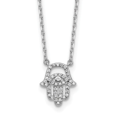 Sterling Shimmer Sterling Silver Rhodium-plated CZ 45 Stone with extender Chamseh Necklace