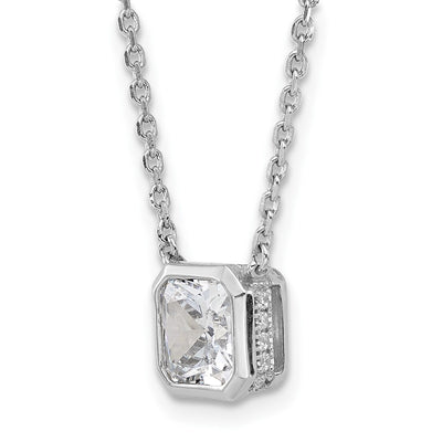 Sterling Shimmer Sterling Silver Rhodium-plated CZ 19 Stone with extender Square Necklace
