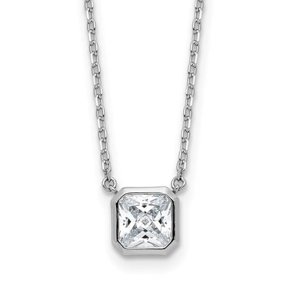 Sterling Shimmer Sterling Silver Rhodium-plated CZ 19 Stone with extender Square Necklace