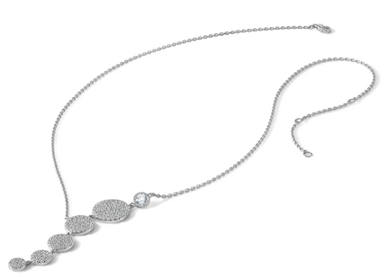 Sterling Shimmer Sterling Silver Rhodium-plated CZ 178 Stone with extender Circle Drop Necklace