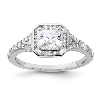 Sterling Shimmer Sterling Silver Rhodium-plated CZ 41 Stone Open Back Ring