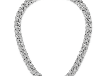 Sterling Shimmer Sterling Silver Rhodium-plated CZ 1564 Stone Curb Link Necklace