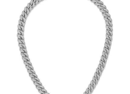 Sterling Shimmer Sterling Silver Rhodium-plated CZ 1564 Stone Curb Link Necklace (Style QSH129-22)
