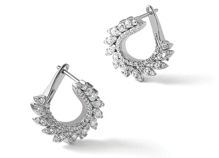 Sterling Shimmer Sterling Silver Rhodium-plated CZ 104 Stone Leaf Design Hinged Post Earrings