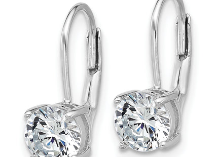 Sterling Shimmer Sterling Silver Rhodium-plated CZ 2 Stone Leverback Earrings