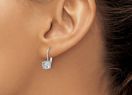 Sterling Shimmer Sterling Silver Rhodium-plated CZ 2 Stone Leverback Earrings