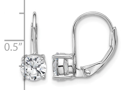 Sterling Shimmer Sterling Silver Rhodium-plated CZ 2 Stone Leverback Earrings