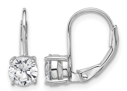 Sterling Shimmer Sterling Silver Rhodium-plated CZ 2 Stone Leverback Earrings