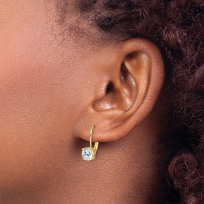 Sterling Shimmer Sterling Silver Gold-tone Flash-gold Plated CZ 2 Stone Leverback Earrings