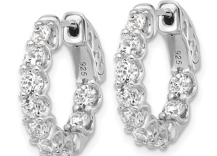 Sterling Shimmer Sterling Silver Rhodium-plated CZ 18 Stone In and Out Hinged Hoop Earrings