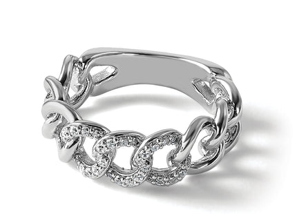 Sterling Shimmer Sterling Silver Rhodium-plated CZ 30 Stone Size 6 Link Circles Ring