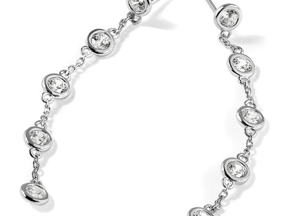 Sterling Silver Rhodium-plated CZ 5 Station Dangle Post Earrings