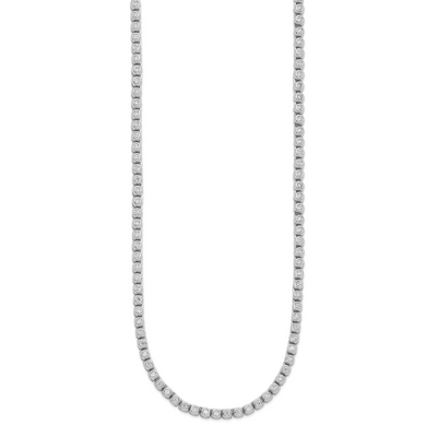 Sterling Shimmer Sterling Silver Rhodium-plated Bezel Set CZ 54 Stone Necklace