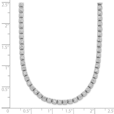 Sterling Shimmer Sterling Silver Rhodium-plated Bezel Set CZ 54 Stone Necklace