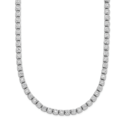 Sterling Shimmer Sterling Silver Rhodium-plated Bezel Set CZ 54 Stone Necklace