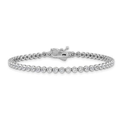 Sterling Shimmer Sterling Silver Rhodium-plated Bezel Set CZ 54 Stone Necklace