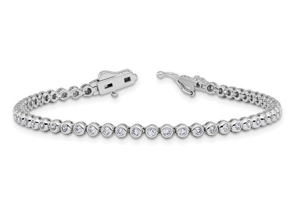 Sterling Shimmer Sterling Silver Rhodium-plated Bezel Set CZ 54 Stone Necklace
