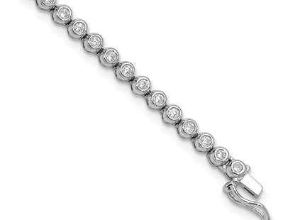 Sterling Shimmer Sterling Silver Rhodium-plated Bezel Set CZ 54 Stone Necklace