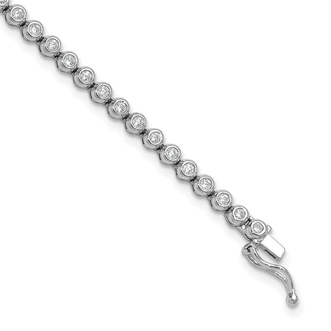 Sterling Shimmer Sterling Silver Rhodium-plated Bezel Set CZ 54 Stone Necklace