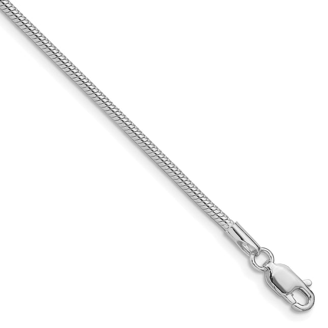 Sterling Silver Rhodium-plated Snake Bracelet, 7 x 1.75mm