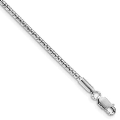 Sterling Silver Rhodium-plated Snake Bracelet, 7 x 2mm
