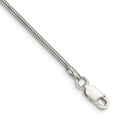 Sterling Silver Round Snake Bracelet, 7 x 1.6mm