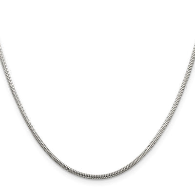 Sterling Silver Round Snake Bracelet, 7 x 2mm