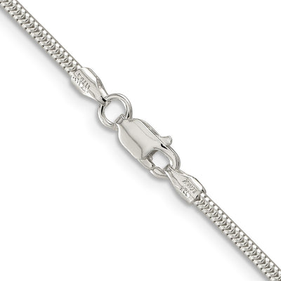 Sterling Silver Round Snake Bracelet, 7 x 2mm