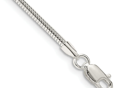 Sterling Silver Round Snake Bracelet, 7 x 2mm