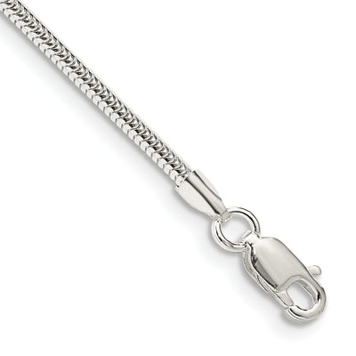 Sterling Silver Round Snake Bracelet, 7 x 2mm