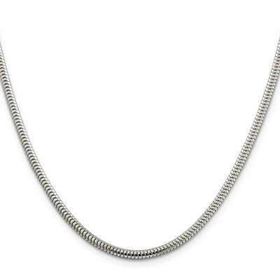 Sterling Silver Round Snake Bracelet, 7 x 3mm