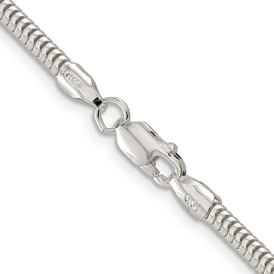 Sterling Silver Round Snake Bracelet, 7 x 3mm