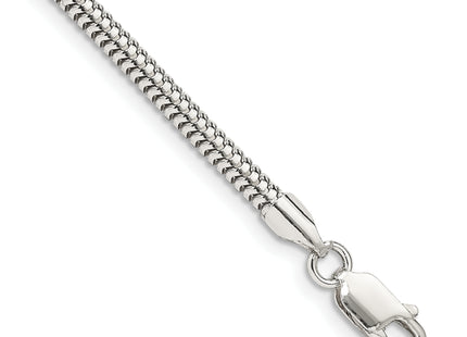 Sterling Silver Round Snake Bracelet, 7 x 3mm