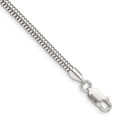 Sterling Silver Round Snake Bracelet, 7 x 3mm