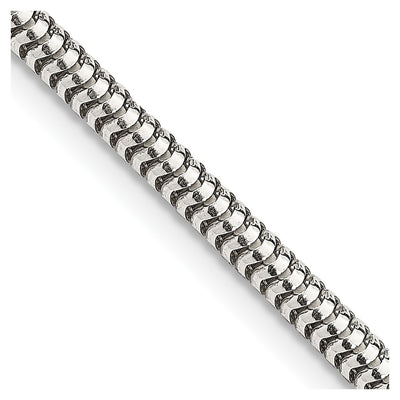 Sterling Silver Round Snake Bracelet, 7 x 3mm