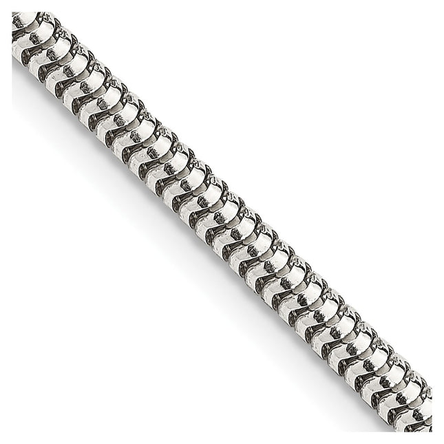 Sterling Silver Round Snake Bracelet, 7 x 3mm