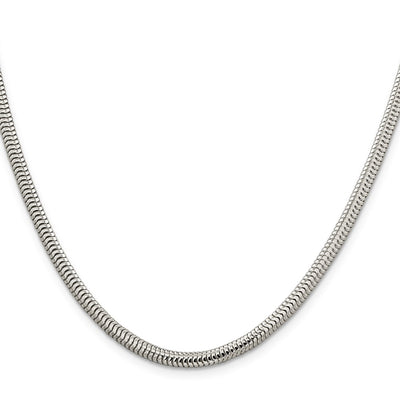 Sterling Silver Round Snake Bracelet, 7 x 4mm